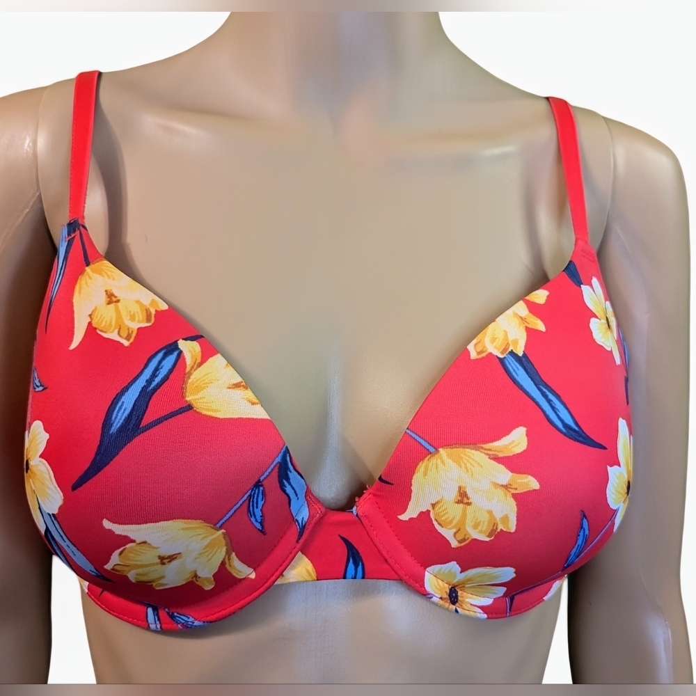 Victoria's Secret Bra. 32D. Convertible to Racerback. Pink Floral. Barely Worn. - Picture 3 of 6